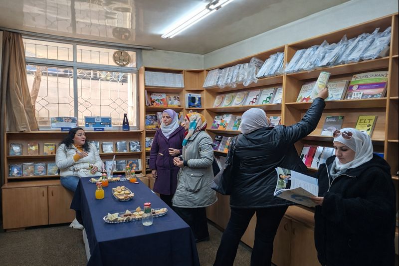 “Teachers browsing ELT books and enjoying refreshments during the coffee break at the January 2026 Teachers’ Space session at Nouresham Book Centre.”