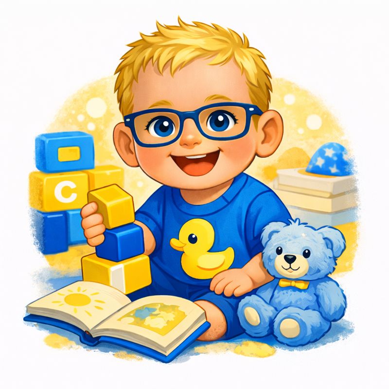 Toddler learning English with books and activities